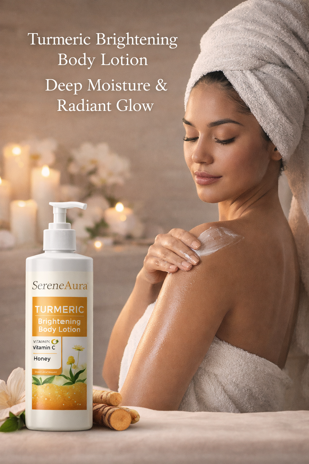 SereneAura Turmeric Brightening Body Lotion-Hydrating & Glow-Enhancing